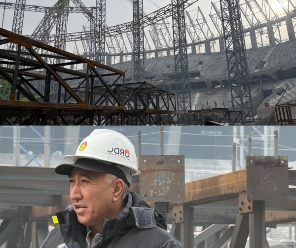 Институт ознакомился с ходом строительства стадиона "Бишкек Арена"